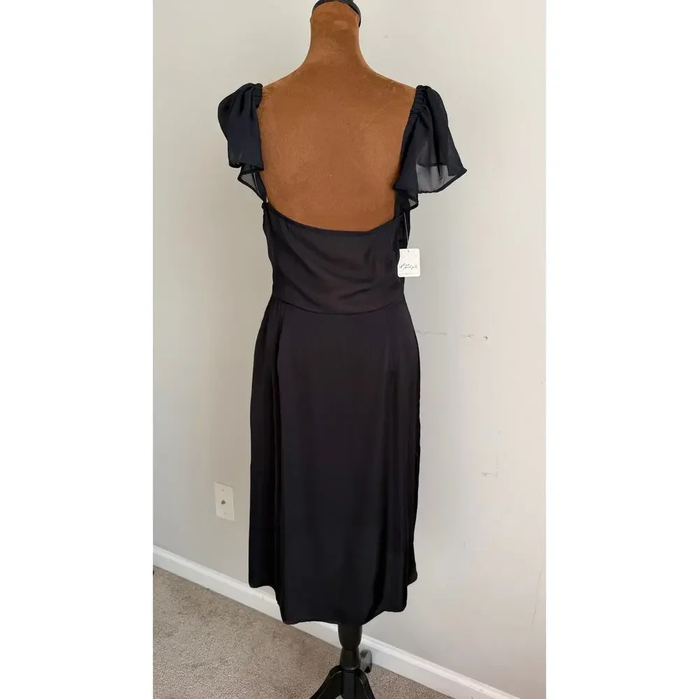 Free People Anthropologie Black Jumpsuit Romper Size 6 Viscose NWT $88